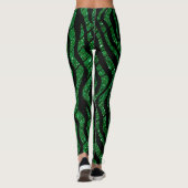 Leggings Motif Abstrait noir et vert chatoyant (Dos)