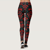 Leggings Motif Abstrait noir rouge (Dos)