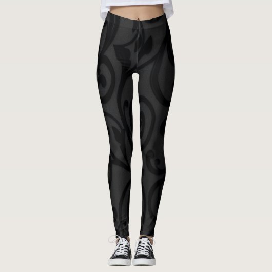 Leggings Motif Abstrait noir torride (Devant)