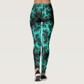 Leggings Motif Abstrait noir vert fractal (Dos)