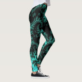 Leggings Motif Abstrait noir vert fractal (Droite)