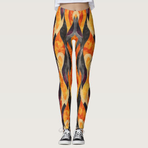 Leggings Motif Abstrait orange chaud