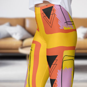 Leggings Motif Abstrait orange jaune moderne