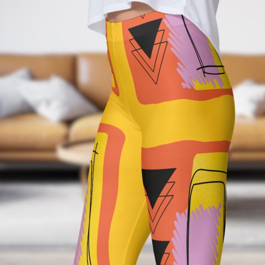 Leggings Motif Abstrait orange jaune moderne
