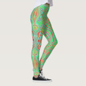 Leggings Motif Abstrait Orange Rétro et Vert Citron (Droite)