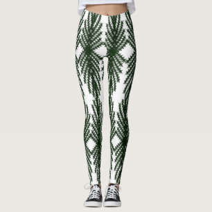 Leggings Motif Abstrait Personnalisé d'Arbre de Pin Vert Fo