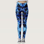 Leggings Motif Abstrait Polynésien Bleu Véritable (Devant)