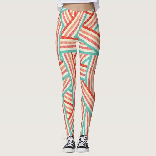 Leggings Motif Abstrait rayé coloré (Devant)