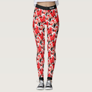 Leggings Motif Abstrait Red White Black Paint Splatter