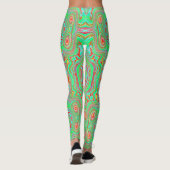 Leggings Motif Abstrait Retro Orange et Lime Green (Dos)