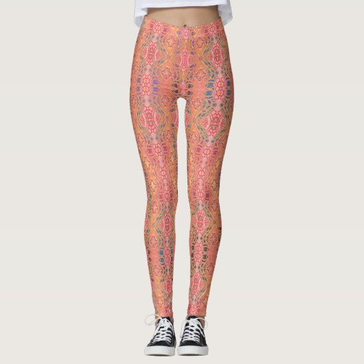 Leggings motif abstrait rose (Devant)