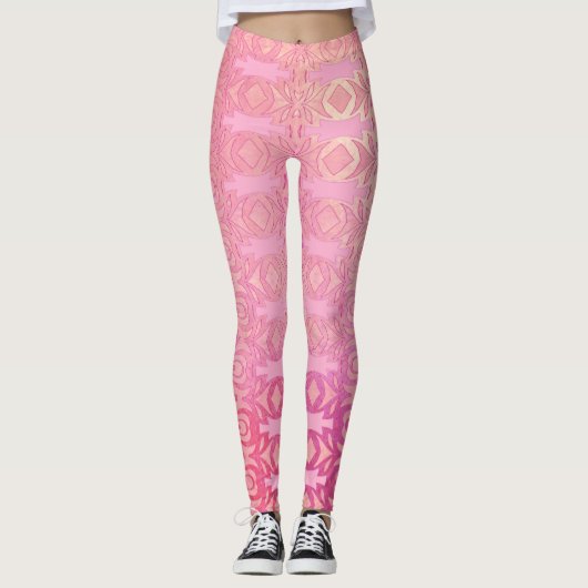 Leggings motif abstrait rose (Devant)