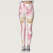 Leggings Motif abstrait rose et blanc (Devant)