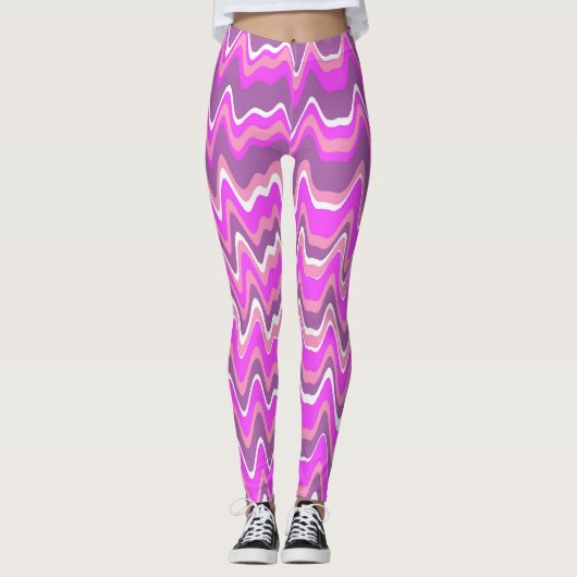 Leggings Motif abstrait rose et violet (Devant)