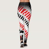 Leggings Motif Abstrait rouge blanc et noir avec nom (Dos)