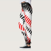 Leggings Motif Abstrait rouge blanc et noir avec nom (Gauche)