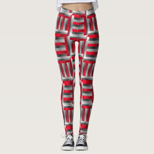 Leggings Motif Abstrait rouge et noir