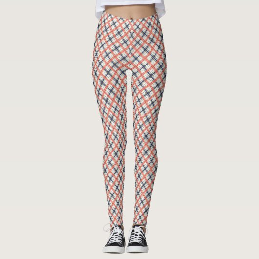 Leggings Motif abstrait sans à damiers plaid (Devant)