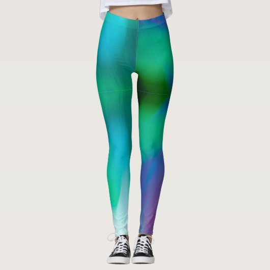 Leggings Motif abstrait turquoise vert violet moderne (Devant)