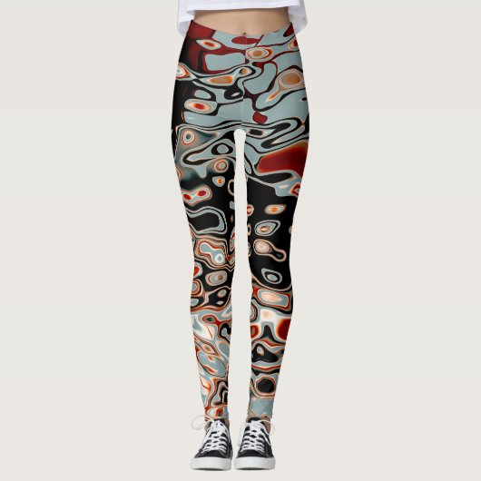 Leggings Motif Abstrait Vague Fou aux Couleurs Vives (Devant)