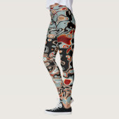 Leggings Motif Abstrait Vague Fou aux Couleurs Vives (Gauche)