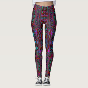 Leggings Motif Abstrait Vert Mousse de Mer et Magenta Tripa