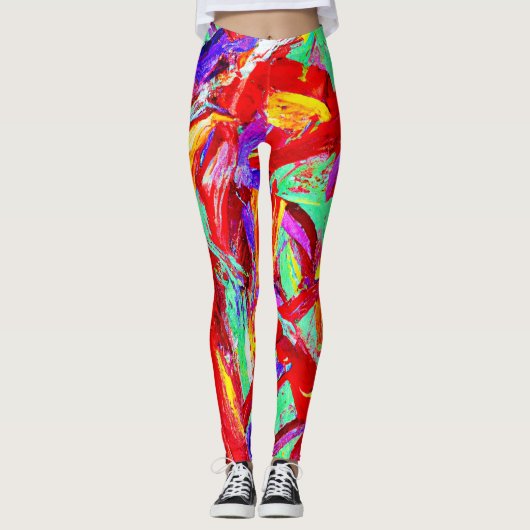 Leggings Motif Abstrait vif (Devant)