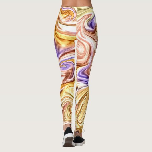 Leggings Motif Abstrait Waves Gold Purple Waves (Dos)