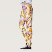Leggings Motif Abstrait Waves Gold Purple Waves (Gauche)