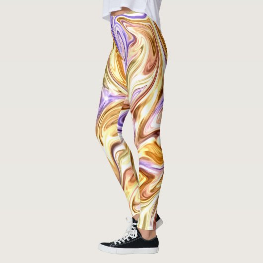 Leggings Motif Abstrait Waves Gold Purple Waves (Gauche)