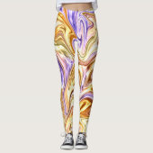 Leggings Motif Abstrait Waves Gold Purple Waves (Devant)