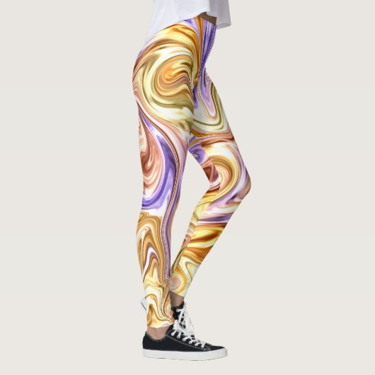 Leggings Motif Abstrait Waves Gold Purple Waves (Droite)