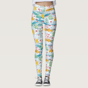 Leggings Motif adorable d'amour océanique Poissons mignon