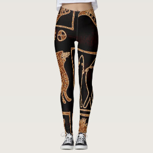 Leggings Motif africain de noir/brun sur des guêtres