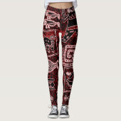 Leggings Motif Africain Rouge-Noir-Blanc (Devant)