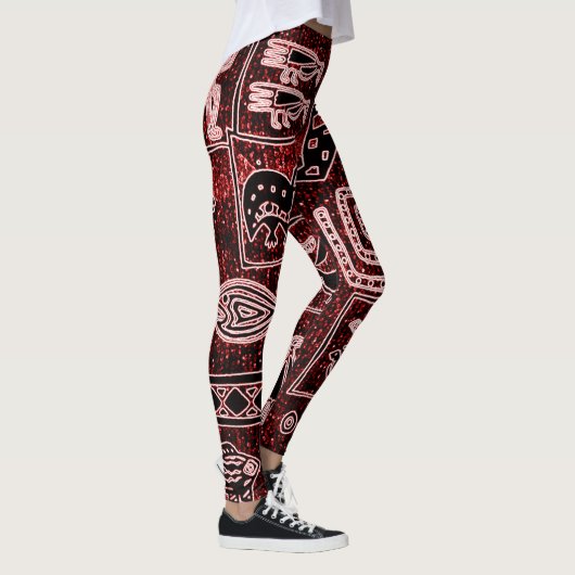 Leggings Motif Africain Rouge-Noir-Blanc (Droite)