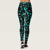 Leggings Motif Alien turquoise avec étoiles et lunes (Dos)