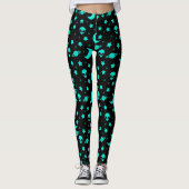 Leggings Motif Alien turquoise avec étoiles et lunes (Devant)