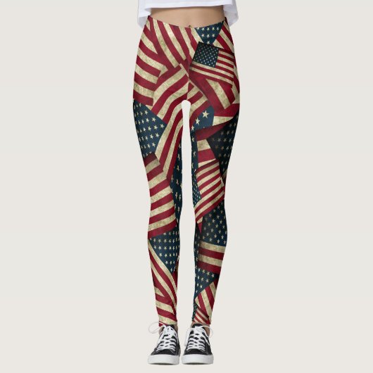 Leggings Motif américain du drapeau patriotique (Devant)