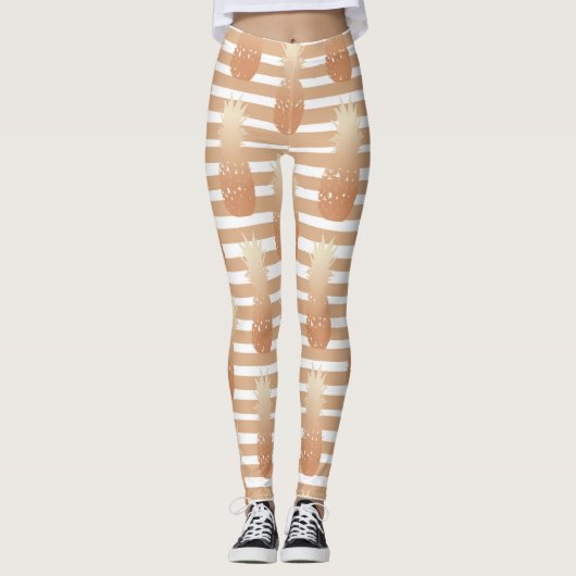 Leggings Motif Ananas Dorés Tropical  (Devant)