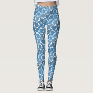 Leggings Motif Anglé Blanc Bleu Clair
