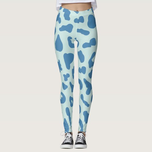Leggings Motif animal Empreinte de léopard élégant en bleu (Devant)
