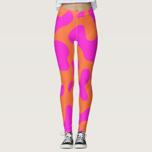 Leggings Motif animal sauvage rose orange de vache Neon