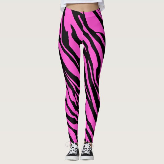 Leggings Motif animal sauvage rose vif Zebra (Devant)