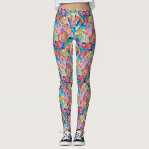 Leggings Motif aquarelle arc-en-ciel d'art abstrait unique