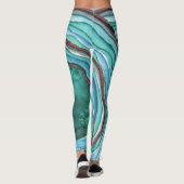 Leggings Motif Aquarelle Géode Agate - Blue Green Aqua (Dos)