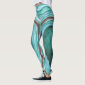 Leggings Motif Aquarelle Géode Agate - Blue Green Aqua (Gauche)