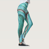Leggings Motif Aquarelle Géode Agate - Blue Green Aqua (Droite)