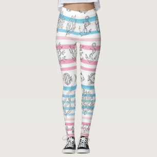 Leggings Motif aquarelle nautique rétro (12)