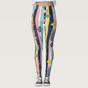 Leggings Motif aquarelle nautique rétro (7)